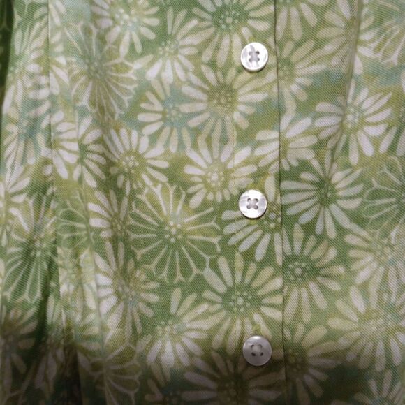 American Eagle Shirt Ladies Medium Green Floral‎ Sleeveless - Picture 4 of 8